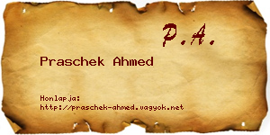 Praschek Ahmed névjegykártya